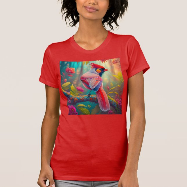 Fantasy Birds Male Cardinal T Shirt (Framsida)