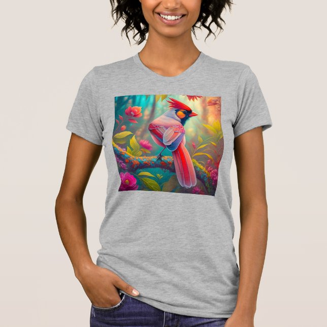 Fantasy Birds Male Cardinal T Shirt (Framsida)