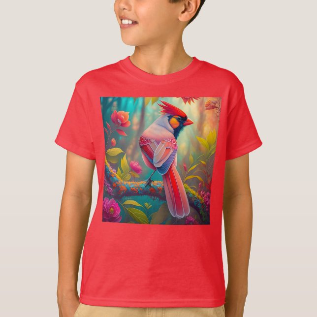 Fantasy Birds Male Cardinal T Shirt (Framsida)
