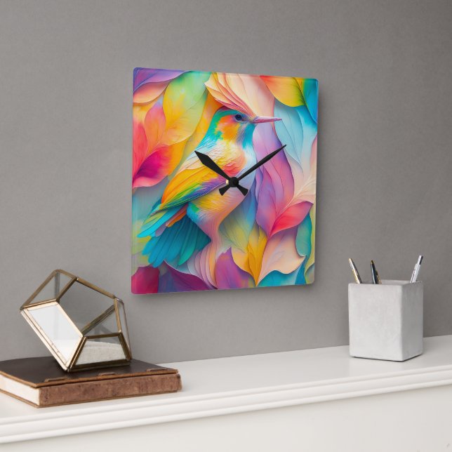 Fantasy Birds Silke Bird Fyrkantig Klocka (Kontor)