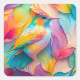 Fantasy Birds Silke Bird Fyrkantigt Klistermärke