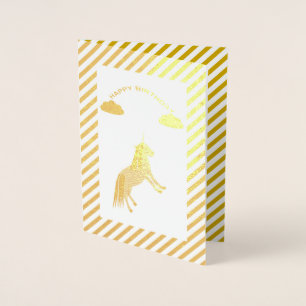 Fantasy Birthday Unicorn Rainbow and Clouds Anpass Folierat Kort