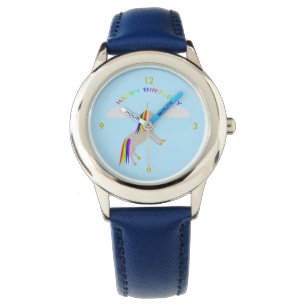Fantasy Birthday Unicorn Rainbow and Clouds Armbandsur
