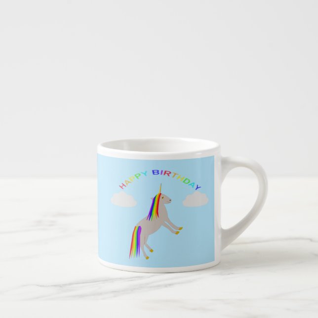 Fantasy Birthday Unicorn Rainbow and Clouds Espressomugg (Höger)