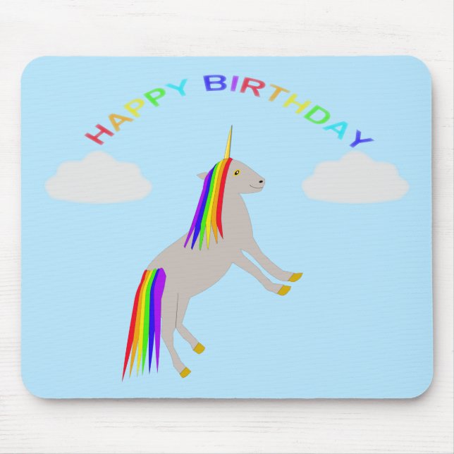 Fantasy Birthday Unicorn Rainbow and Clouds Musmatta (Framsidan)