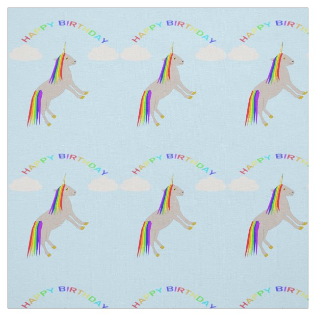Fantasy Birthday Unicorn Rainbow and Clouds Tyg (Provkarta)