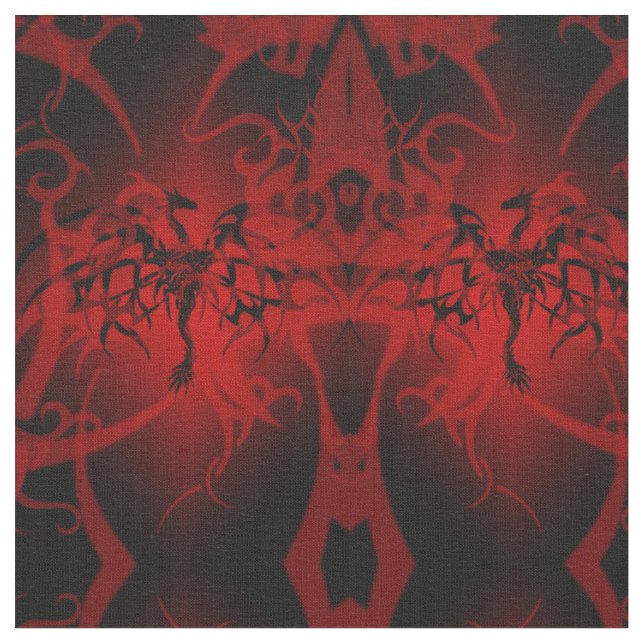 Fantasy Black Dragons Goth Tyg (Närbild)