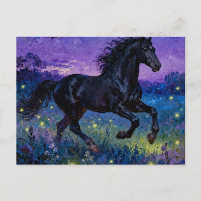 Fantasy Black Horse Postcard Vykort (Framsida)