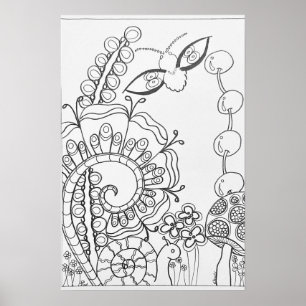 Fantasy, blomfärgning poster 16 x 24 tum