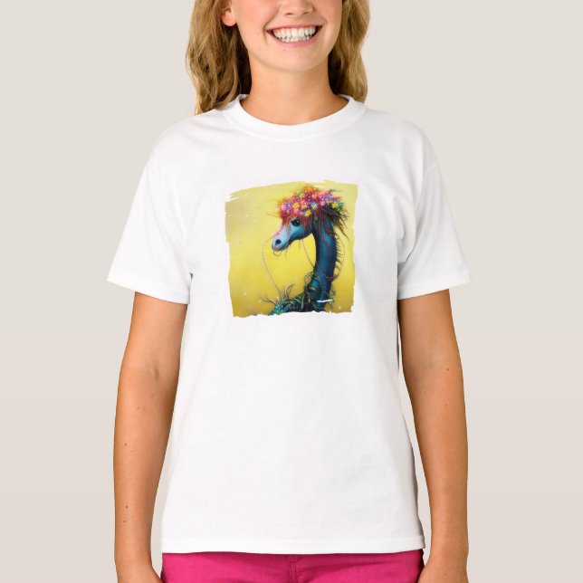 Fantasy blommig drake   T-Shirt (Framsida)