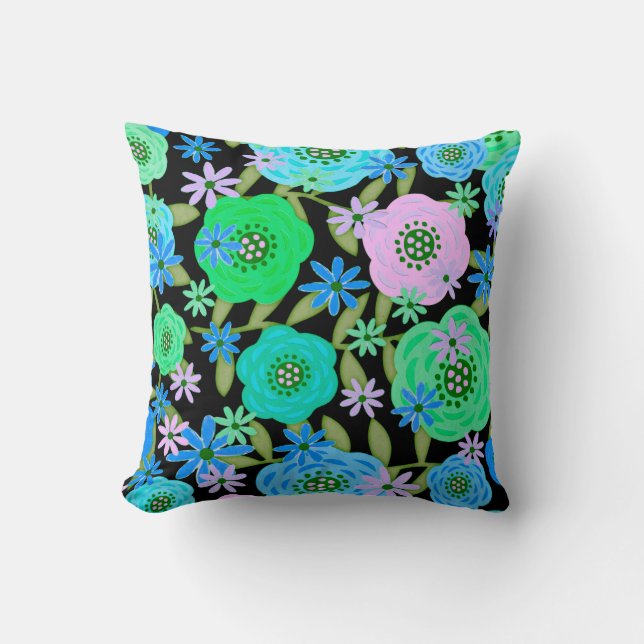 Fantasy Blommigt Design Kudde (Framsida)