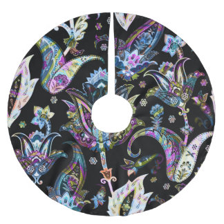 Fantasy Blommigt Paisley: Sömlös ornament Julgransmatta Borstad Polyester
