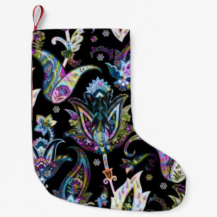 Fantasy Blommigt Paisley: Sömlös ornament Liten Julstrumpa
