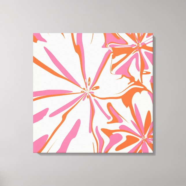Fantasy Blommigt - Rosa, Orange och Cream Canvastryck (Framsida)