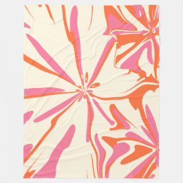 Fantasy Blommigt - Rosa, Orange och Cream Fleecefilt