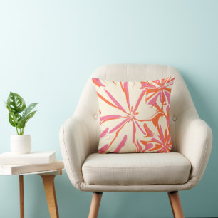 Fantasy Blommigt - Rosa, Orange och Cream Kudde