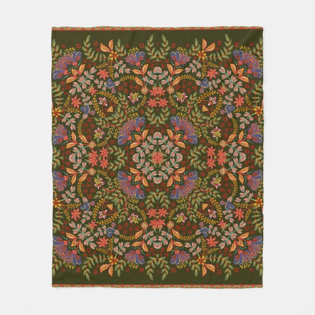 Fantasy Blommigt Square Pocket Design Fleecefilt (Framsidan)