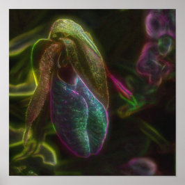 Fantasy Blue Abstrakt Dam Slipper Flower Poster