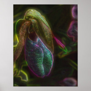 Fantasy Blue Abstrakt Dam Slipper Flower Poster