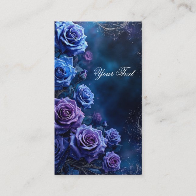 Fantasy Blue and Purple Roses Visitkort (Framsida)