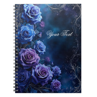 Fantasy Blue and Purple Wedding Roses Anteckningsbok