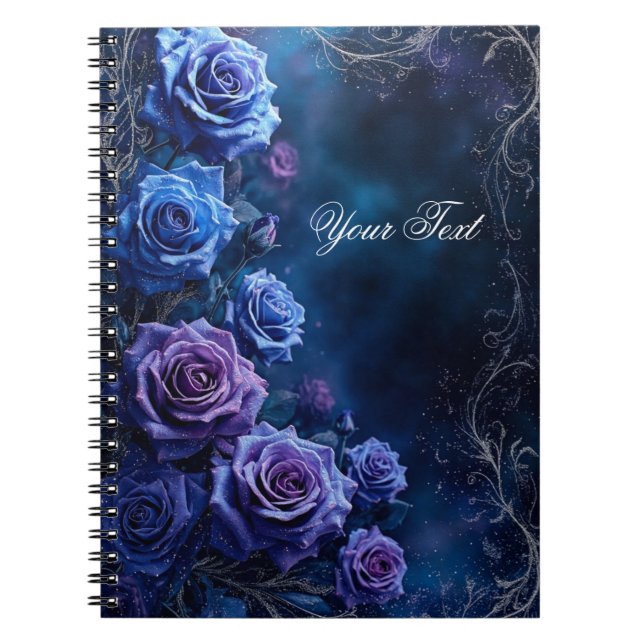 Fantasy Blue and Purple Wedding Roses Anteckningsbok (Framsidan)