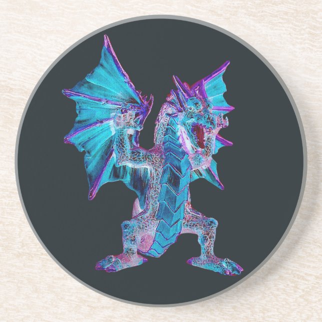 Fantasy Blue Fire Dragon Sandstone Underlägg (Framsidan)
