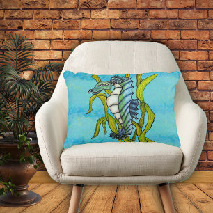 Fantasy Blue Sea Dragon Sjögräs Prydnadskudde