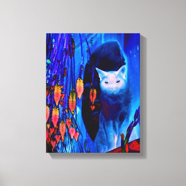 Fantasy Blue Siamese Cat Abstrakt Animal Art Canvastryck (Framsida)