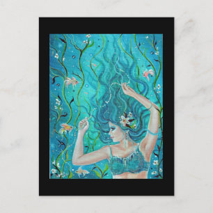 Fantasy Blue Sjöjungfru vycard by Renee Vykort