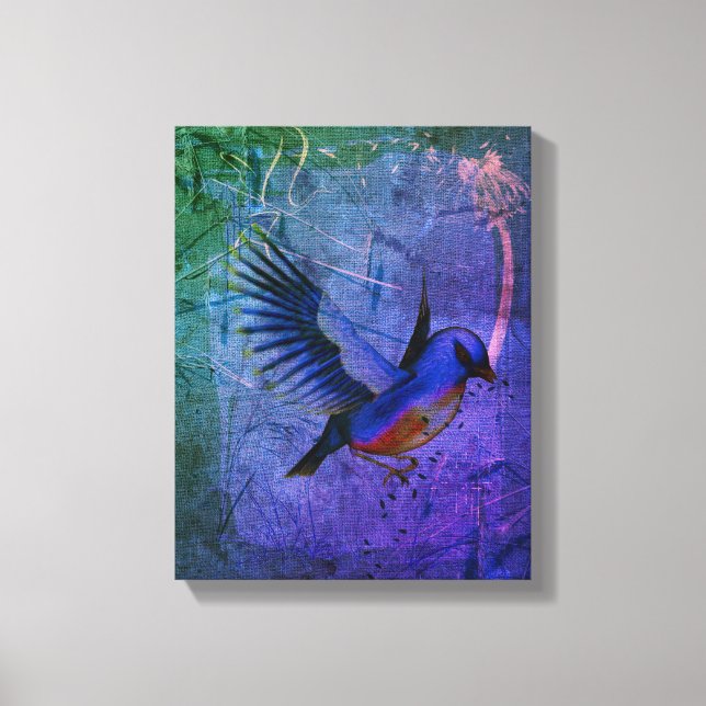 Fantasy Bluebird Nature Art Canvastryck (Framsida)