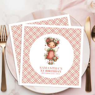 Fantasy Blush Fe Rosa Blommor 2-års Födelsedag Pappersservett