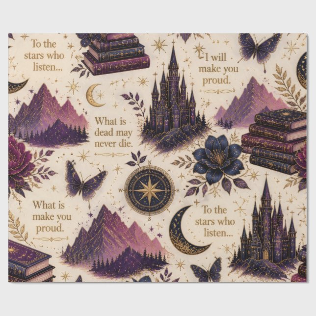 Fantasy Böcker Celestial Presentpapperrulle Presentpapper (Platt)