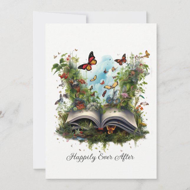 Fantasy Bok Fairytale Whimsical Magic Unique Inbjudningar (Baksida)