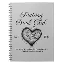 Fantasy Bok Klubb Typography & Heart doodle sketch Anteckningsbok