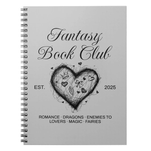 Fantasy Bok Klubb Typography & Heart doodle sketch Anteckningsbok (Framsidan)