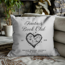Fantasy Bok Klubb Typography & Heart doodle sketch Kudde