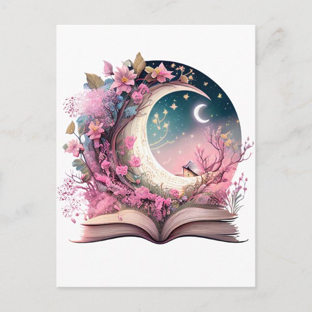Fantasy bokälskare design vykort (Framsida)