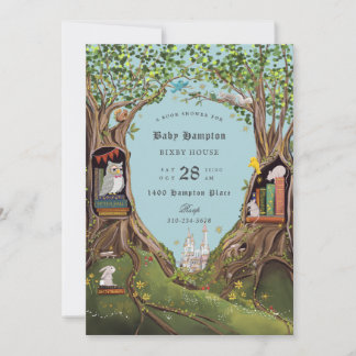 Fantasy Bokar for Baby Shower Light Blue Inbjudningar