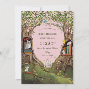 Fantasy Bokar for Baby Shower Rosa Grönt Inbjudningar