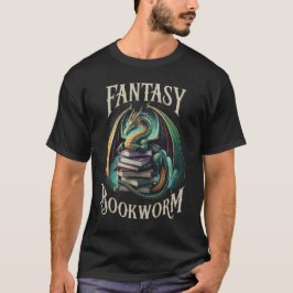 Fantasy Bookworm - Illustration av Dragon och Boka T Shirt