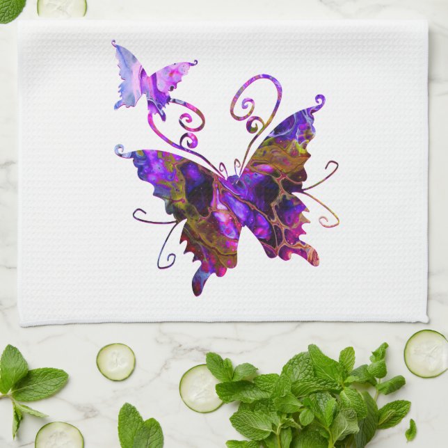 Fantasy Butterflies Kökshandduk (Vikta)
