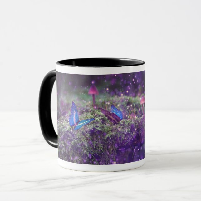 Fantasy Butterflies & Mushroom Artwork Mugg (Framsida vänster)