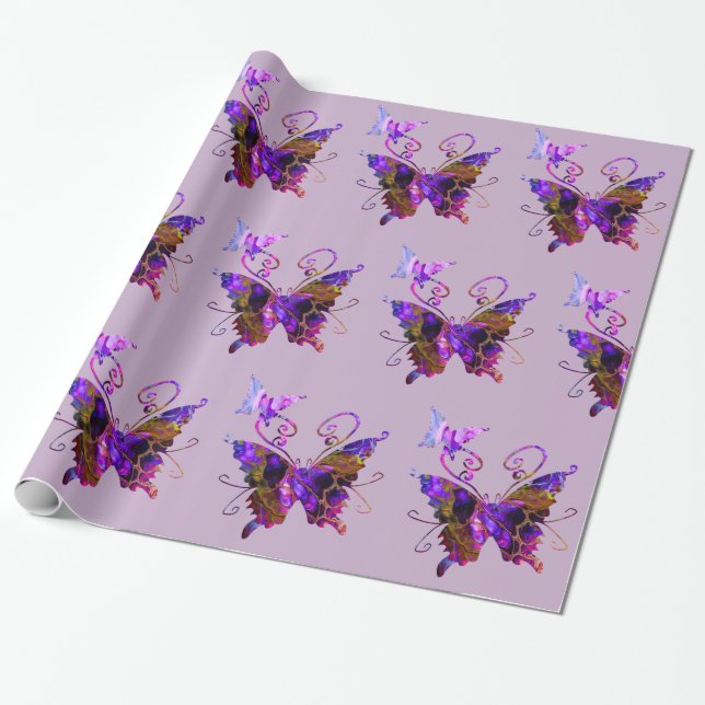 Fantasy Butterflies Presentpapper (Utrullad)
