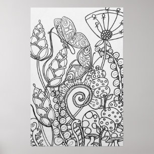 Fantasy butterfly, blomfärgning poster 16 x 24 tum