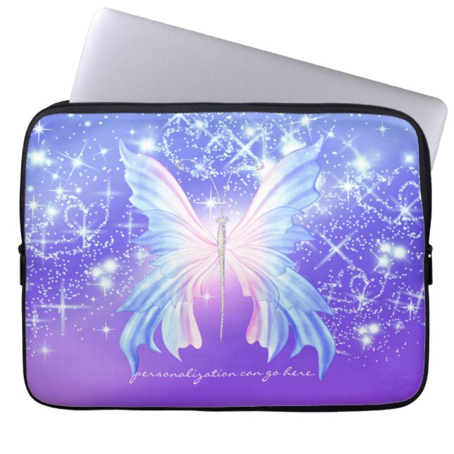 Fantasy Butterfly Rosa & Lila Gnistra Laptop Fodral (Framsidan)
