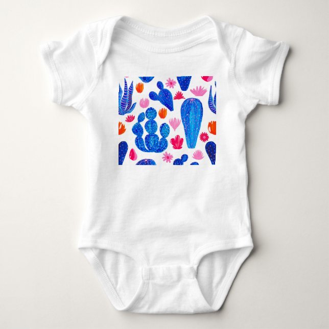 Fantasy Cacti: Decorative Seamless Mönster. T Shirt (Framsida)