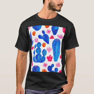 Fantasy Cacti: Decorative Seamless Mönster. T Shirt