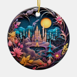 Fantasy Castle Decor, Quilled Julgransprydnad Keramik