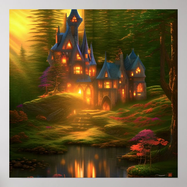 Fantasy Castle Enchanted Fortress Art Poster (Framsidan)
